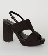 Wide Fit Black Suedette Cut Out Platform Heels New Look Vegan