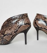 Brown Faux Snake Stiletto Shoe Boots New Look