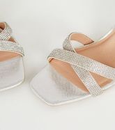 Wide Fit Silver Diamanté Strap Heels New Look Vegan