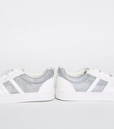 White Leather-Look Glitter Lace Up Trainers New Look