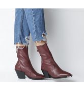 Office Ashen- Western Sock Boot BURGUNDY LEATHER