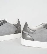 Grey Suedette Faux Snake Panel Trainers New Look