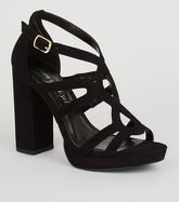 Black Suedette Strappy Platform Heels New Look Vegan