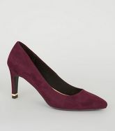 Dark Red Suedette Pointed Metal Heel Courts New Look