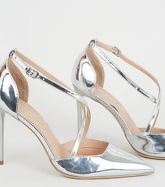 Silver Cross Strap Stiletto Courts New Look