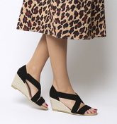 Office Maiden Cross Strap Wedge BLACK SUEDE