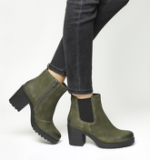 Vagabond Grace Heeled Chelsea DARK OLIVE NUBUCK