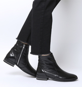 Office Ashleigh Flat Ankle Boots BLACK LEATHER WITH CHAIN