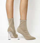 Office London High Cut Ankle Boots NUDE WITH CLEAR HEEL