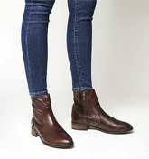 Office Ashleigh Flat Ankle Boots BROWN LEATHER