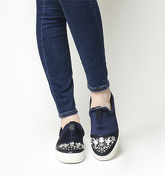 Office Clash Jewel Toe Cap Slip On NAVY