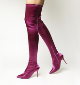 Office Kiss And Tell- Stretch Stiletto Over The Knee Boot BERRY SATIN STRETCH