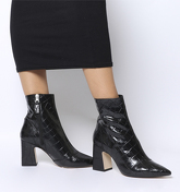 Office Alto- Pointed Block Heel Shape BLACK CROC LEATHER