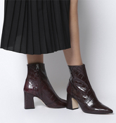 Office Alto- Pointed Block Heel Shape BURGUNDY CROC LEATHER