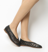 Office Fast Track Woven Ballerina BLACK LEATHER