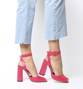 Office Heartly Square Block Heel Ankle Strap PINK LEATHER