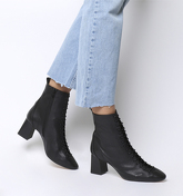 Office Aloha- Lace Up Mid Block Boot SOFT BLACK LEATHER