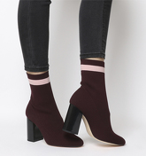 Office Alexis-r- Sock Boot BURGUNDY WITH PINK STRIPE