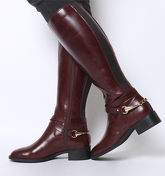 Office Klink- Smart Chain Detail Riding Boot BURGUNDY LEATHER