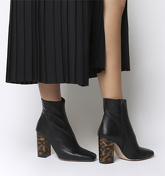 Office All Right- Block Heel Boot BLACK LEATHER TORTOISESHELL HEEL