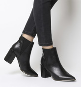 Office Amazing- Block Heel Point Ankle Boot BLACK GOLD HARDWARE