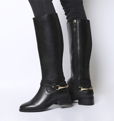 Office Klink- Smart Chain Detail Riding Boot BLACK LEATHER