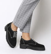 Office Float- Contrast Lace Up BLACK SUEDE WHITE STITCH