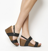 Office Mandalay Cork Wedge BLACK LEATHER