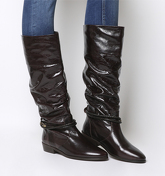Office Kassie- Vintage Ruched Knee Boot CHOCOLATE LEATHER