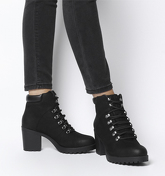 Vagabond Grace Lace Heel Block Boot BLACK NUBUCK