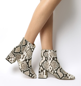 Office Apricot- Square Toe Block Heel Boot NATURAL SNAKE LEATHER