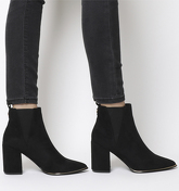Office Amazing- Block Heel Point Ankle Boot BLACK 2 GOLD HARDWARE