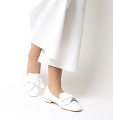 Office Friend Square Toe Bow Loafer WHITE LEATHER