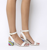 Office Make Up Sandal WHITE WITH RAINBOW HEEL