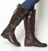 Office Kayak- Casual Back Zip Knee Boot BROWN LEATHER