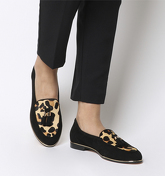 Office Fallen- Tassel Loafer BLACK SUEDE LEOPARD EFFECT