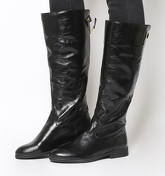 Office Kayak- Casual Back Zip Knee Boot BLACK LEATHER