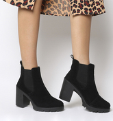 Office Ashlyn- Chunky Heeled Chelsea BLACK SUEDE