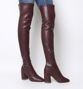 Office Katch- Block Heel Over The Knee Boot BURGUNDY