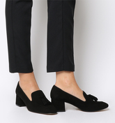 Office Move- Tassel Mid Block Shoe BLACK SUEDE