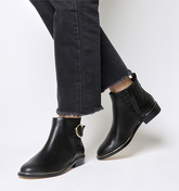 Office Alexander- Buckle Detail Boot BLACK WITH GOLD HARDWARE