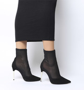 Office Alight- Metal Heel Sock Boot BLACK MESH