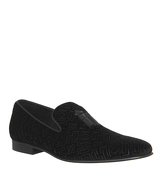 Ask the Missus Glitz Tasel Loafer BLACK EMBOSSED VELVET