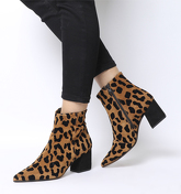 Office Awaken- Block Heel Ankle Boot LEOPARD FLOCK SUEDE