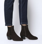 Office Acclaim- Chelsea Boot With Feature Western Heel CHOCOLATE SUEDE