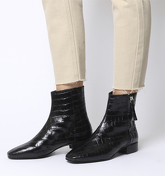 Office Adore- Side Zip Casual Boot BLACK CROC EATHER
