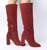 Office Koko- Pull On Block Heel RED SUEDE COVERED HEEL