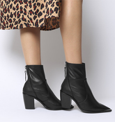 Office Attack- Unlined Point Block Heel BLACK LEATHER