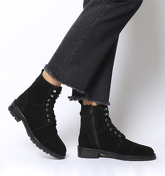 Office Armour 2- Fur Lined Lace Up Boot BLACK SUEDE FUR LINING