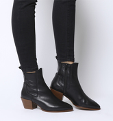 Office Acclaim- Chelsea Boot With Feature Western Heel BLACK LEATHER